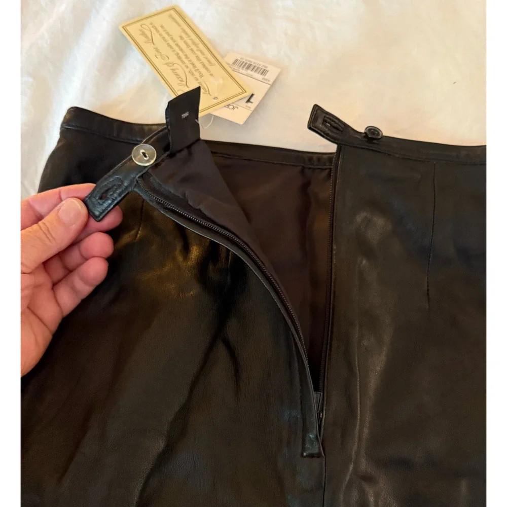 MIXIT Black Leather Skirt Womens Size 10 Genuine Lamb Leather Short 90s NWT